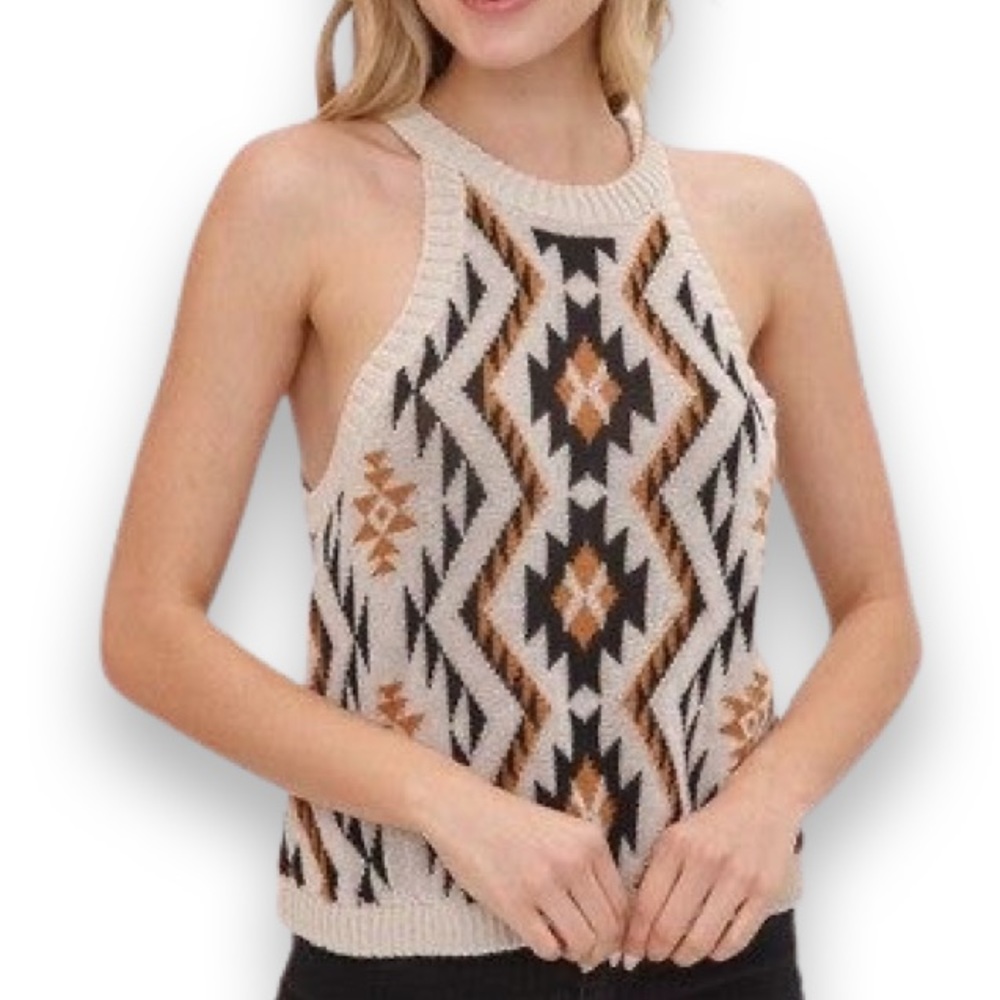 BLUE B COLLECTION Southwestern Print Knit Sleeveless Top